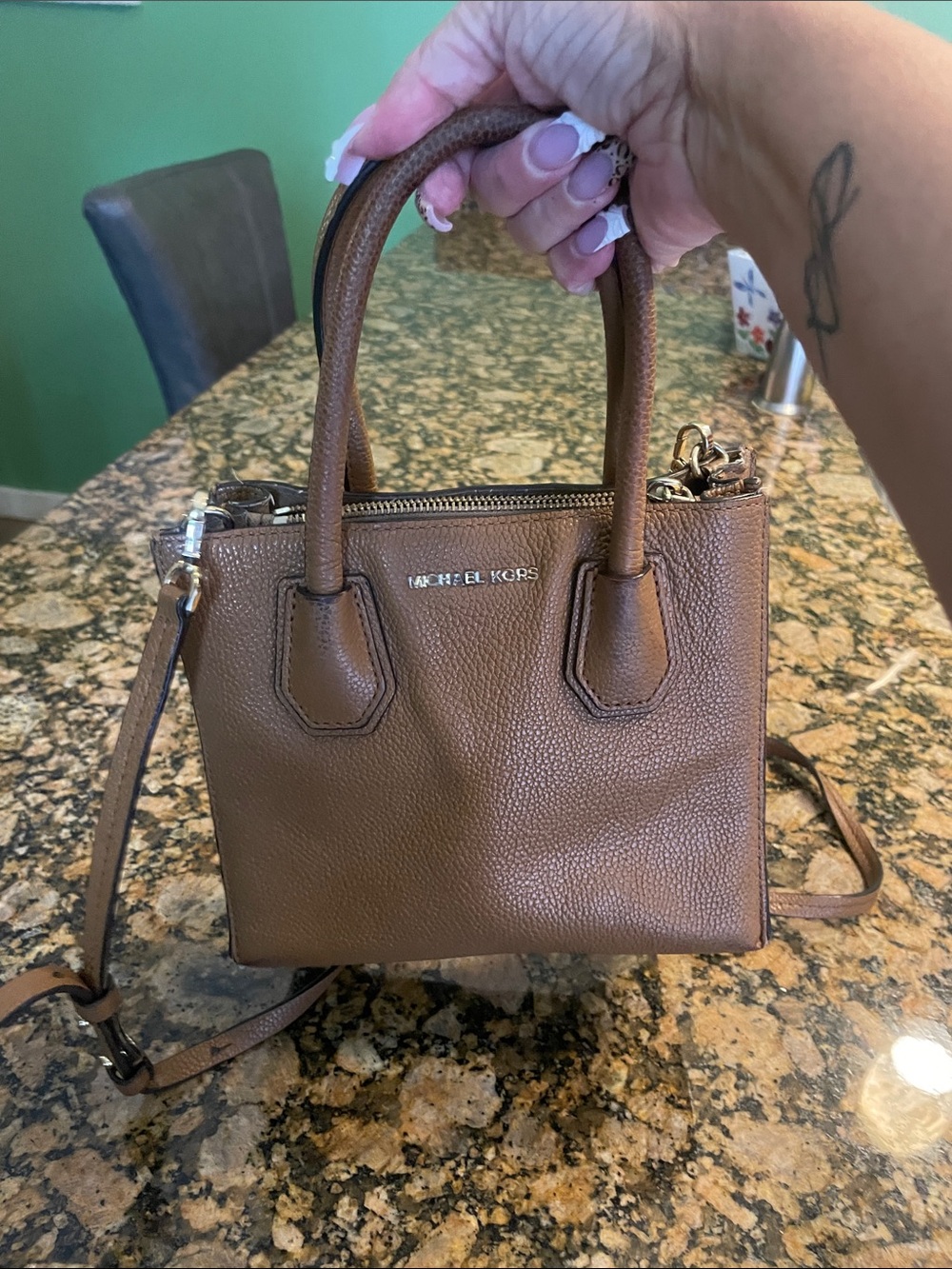 Michael Kors Cognac Pebbled Leather Satchel
